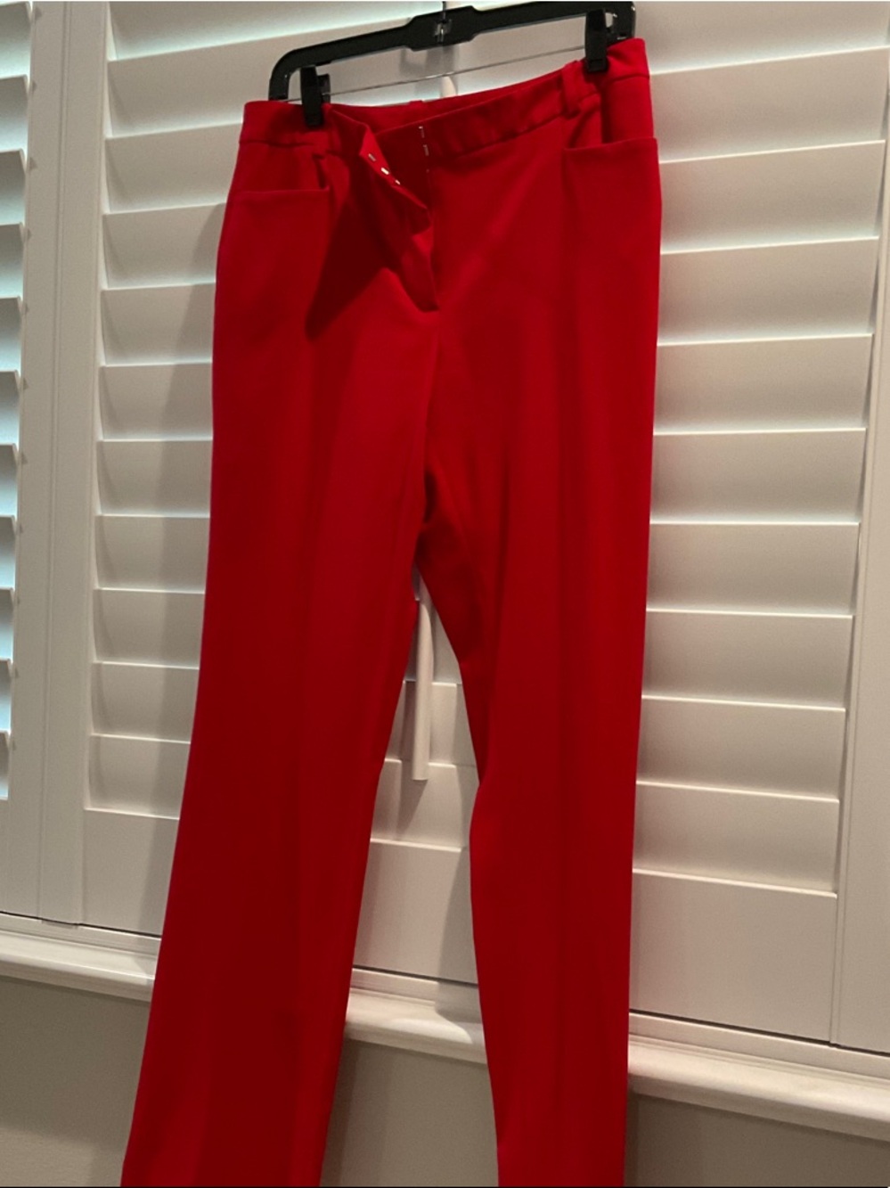 DKNY Bold Red Straight-Leg Dress Pants